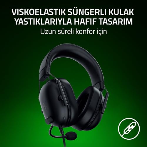 Razer Blackshark V2 X (Xbox) - Xbox S|X konsolu için kablolu e-spor kulaklık (250g, kardioid mikrofon, 50mm sürücüler, pasif gürültü engelleme, 3,5mm konektör) Siyah