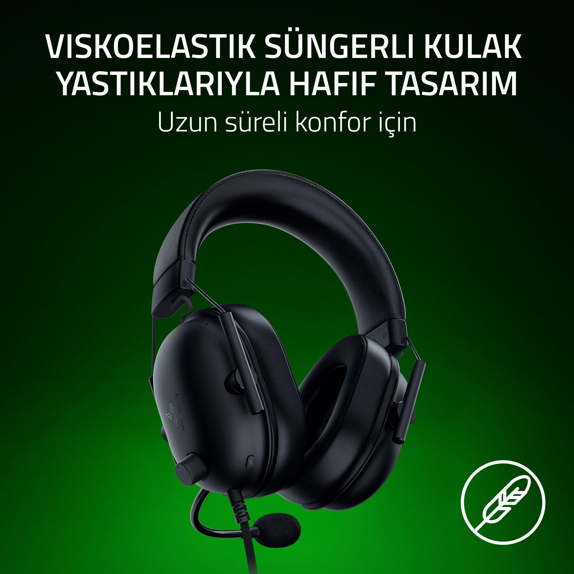 Razer Blackshark V2 X (Xbox) - Xbox S|X konsolu için kablolu e-spor kulaklık (250g, kardioid mikrofon, 50mm sürücüler, pasif gürültü engelleme, 3,5mm konektör) Siyah