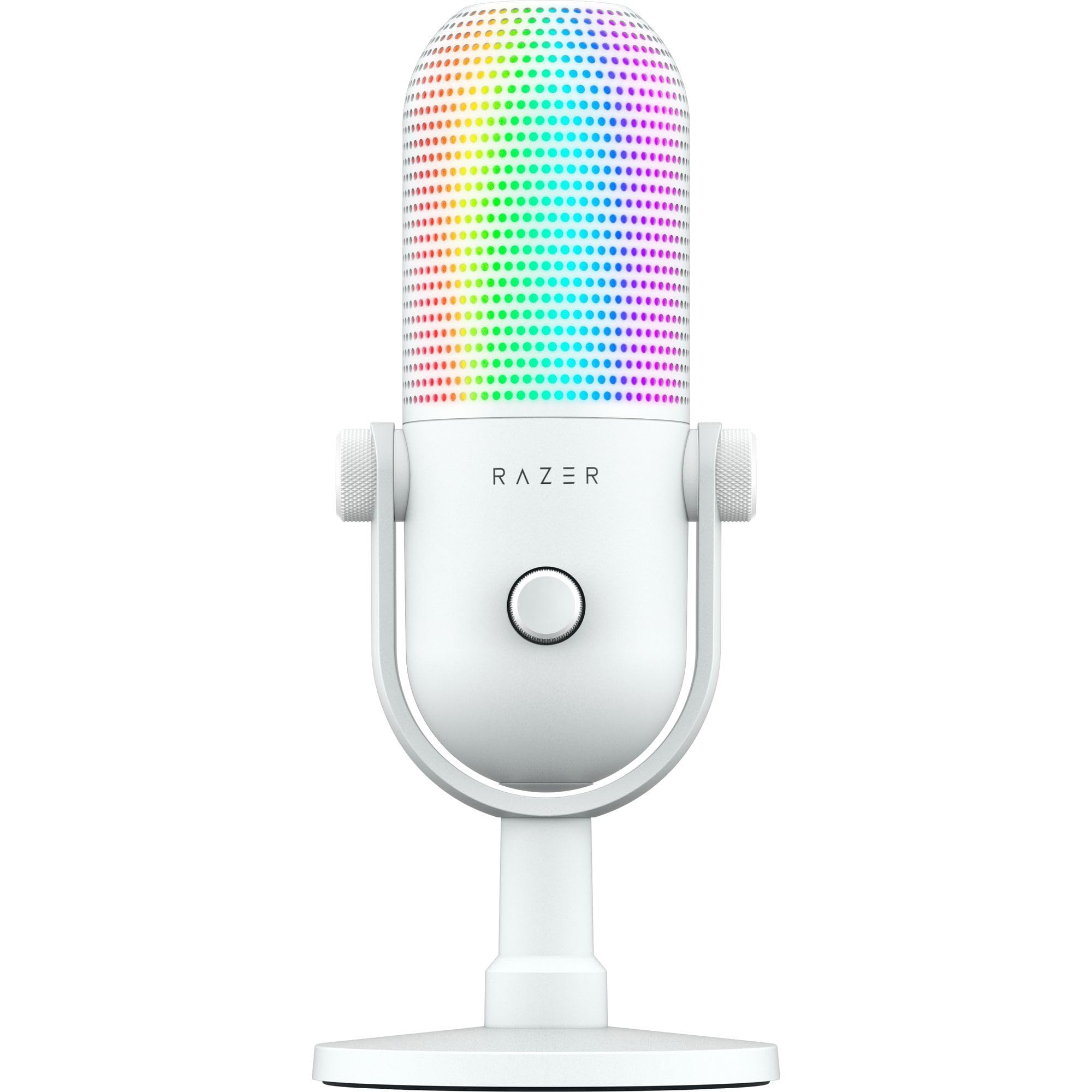 Razer Seiren V3 Chroma - RGB USB Mikrofon - Tap-to-Mute özellikli Süperkardioid Kondenser Mikrofon (Reaktif Aydınlatma, Dijital Kazanç Sınırlayıcı ve Entegre Darbe Emici) Beyaz