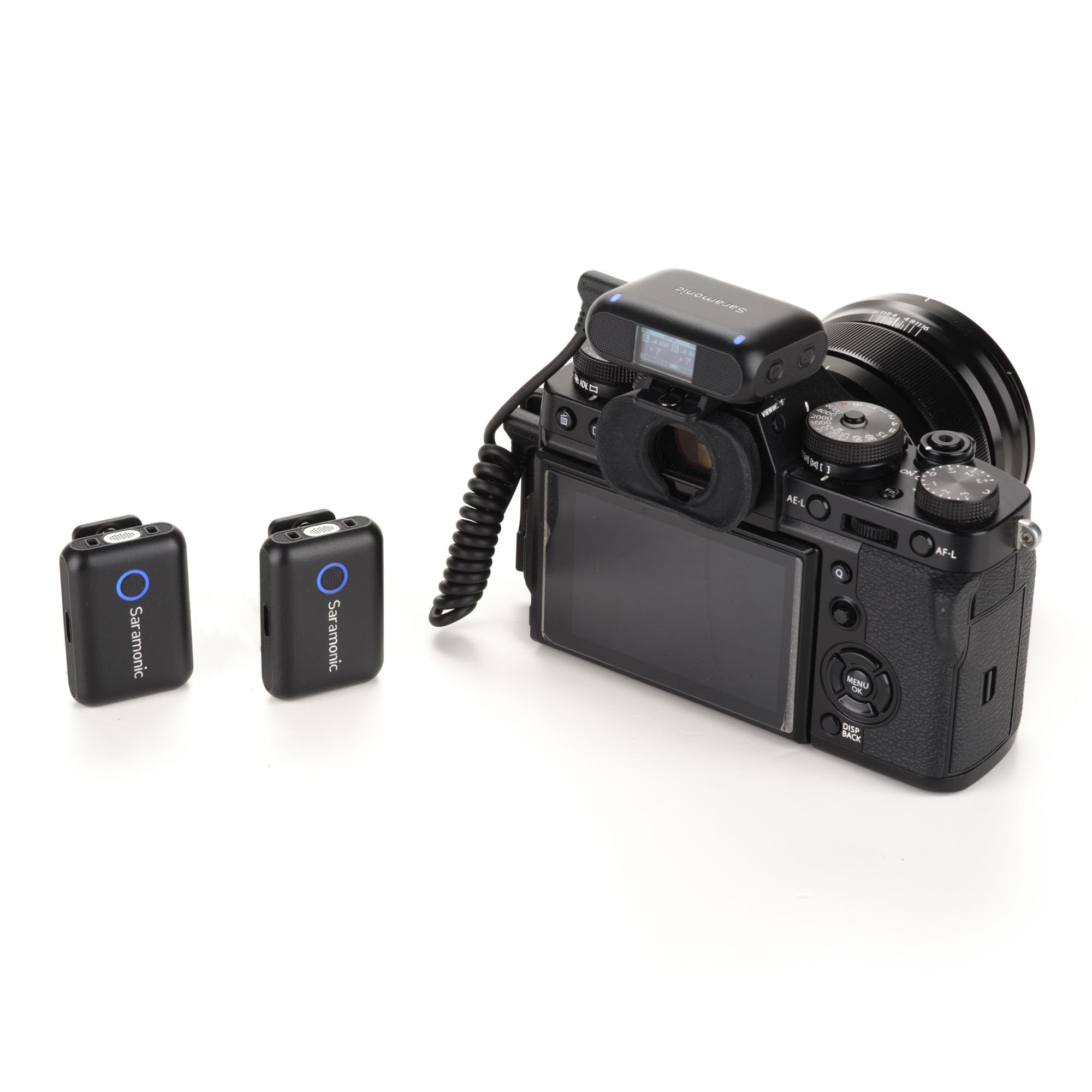 Saramonic Blink 500+ B2 2 Kişilik Kablosuz Mikrofon Sistemi, Cihaz Montajlı Alıcı 3,5 mm, USB-C ve Yıldırım Çıkışları, Şarj Kutusu, Gürültü Önleyici ve Manyetik Montaj