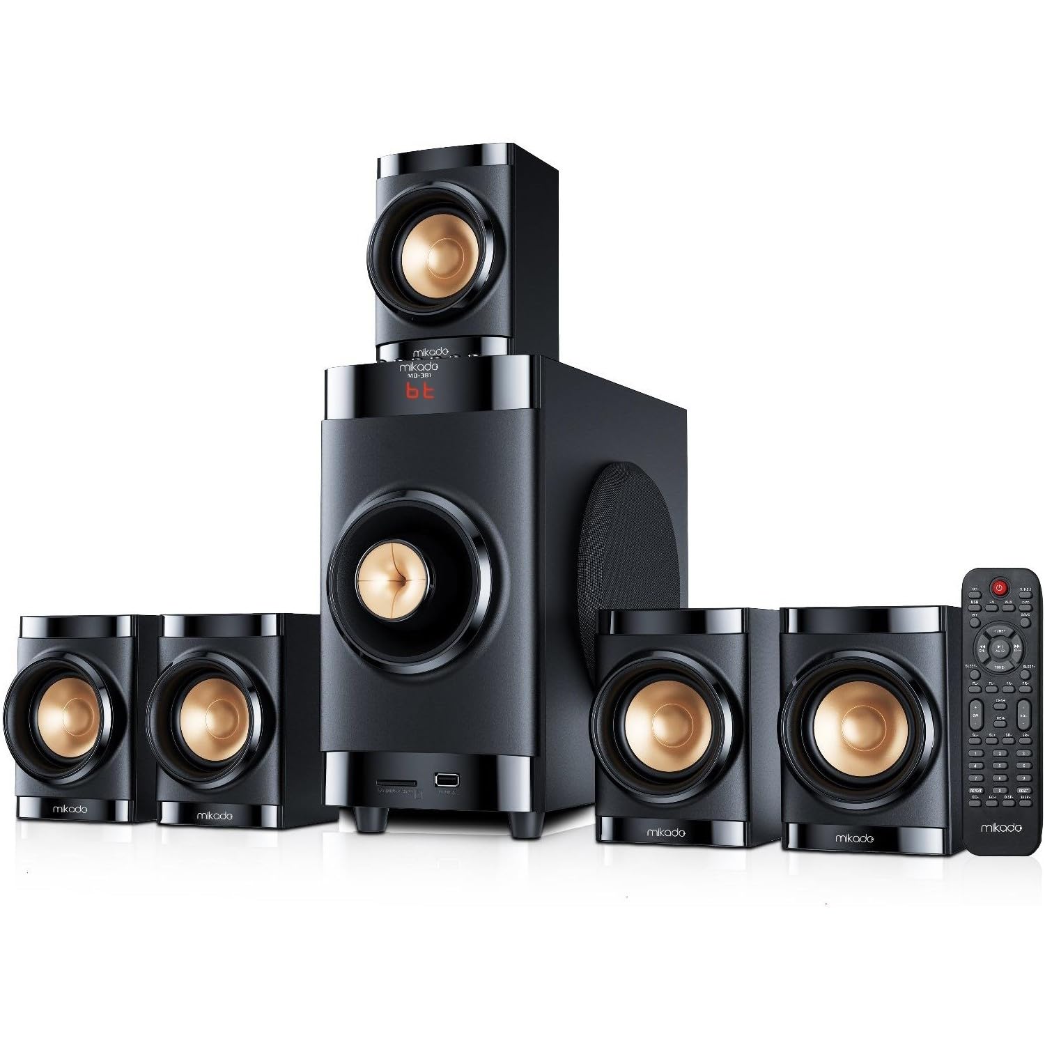 Mikado MD-381BT 5+1 Usb+SD+FM Destekli Multimedia Kumandalı Bluetooth Speaker (Tv ye Bağlanır Sinema Ses Sistemi)