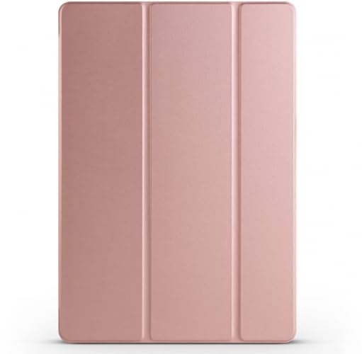 Kilifplus Lenovo Tab P12 ile Uyumlu Tablet Kılıfı Smart Cover Uyku Modlu Standlı Arkası Sert Şeffaf Kapak - Rose Gold