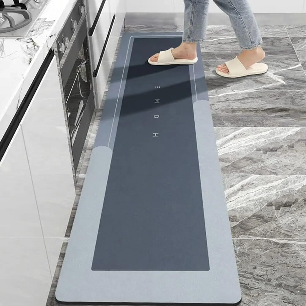 Banyo Paspası - Kaymaz Tabanlı - Süper Emici - Abdest Paspası - Uzun - Mavi - 40x120 cm