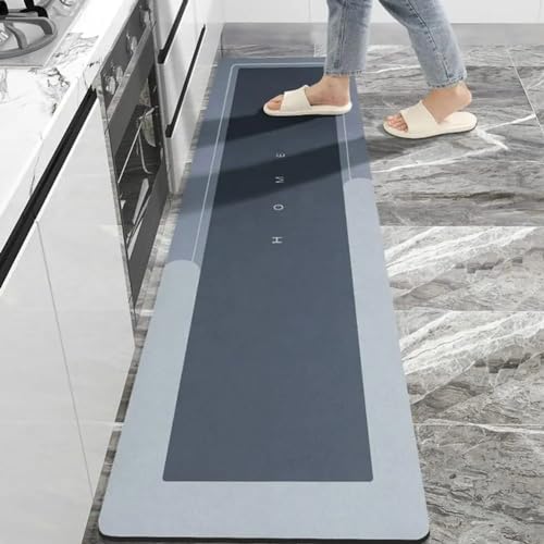 Banyo Paspası - Kaymaz Tabanlı - Süper Emici - Abdest Paspası - Uzun - Mavi - 40x120 cm