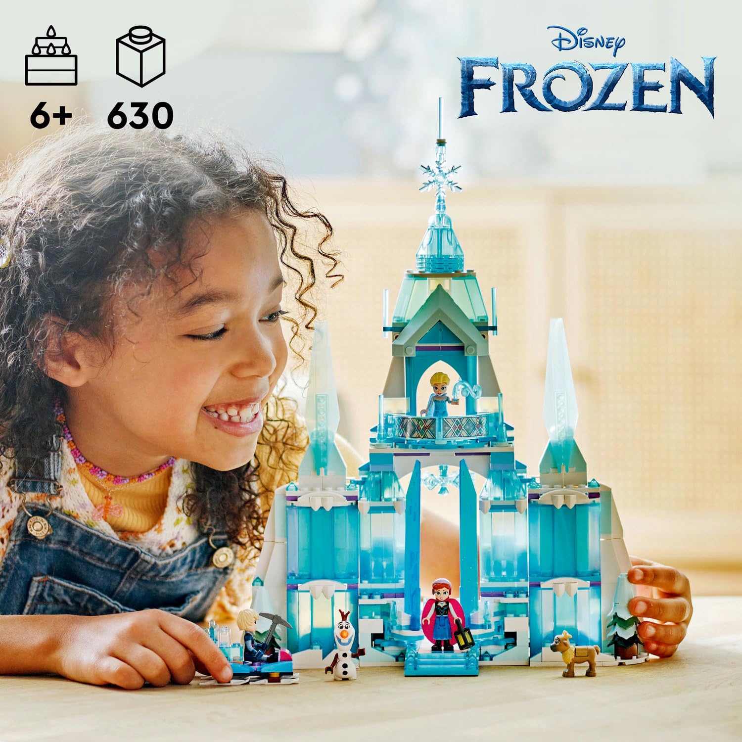 LEGO Disney Princess Elsa'nın Buz Sarayı 43244-6 Yaş ve Üstü Frozen Hayranı Kız ve Erkek Çocukları İçin Saray ve Elsa & Anna Mini Bebek Figürleri İçeren Yapım Seti, Hediye Fikri (630 Parça)