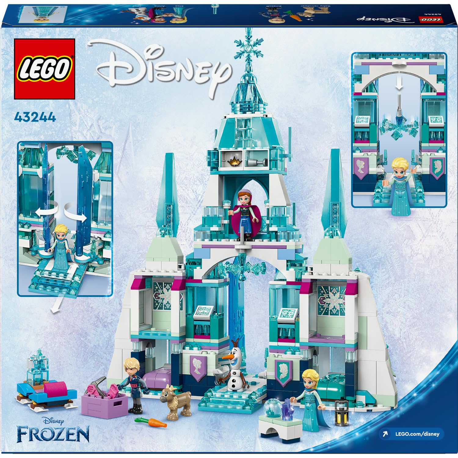 LEGO Disney Princess Elsa'nın Buz Sarayı 43244-6 Yaş ve Üstü Frozen Hayranı Kız ve Erkek Çocukları İçin Saray ve Elsa & Anna Mini Bebek Figürleri İçeren Yapım Seti, Hediye Fikri (630 Parça)