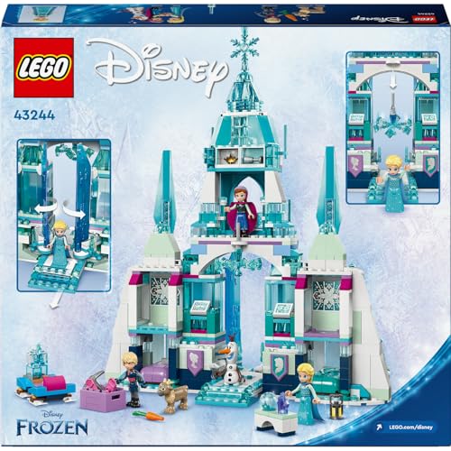 LEGO Disney Princess Elsa'nın Buz Sarayı 43244-6 Yaş ve Üstü Frozen Hayranı Kız ve Erkek Çocukları İçin Saray ve Elsa & Anna Mini Bebek Figürleri İçeren Yapım Seti, Hediye Fikri (630 Parça)