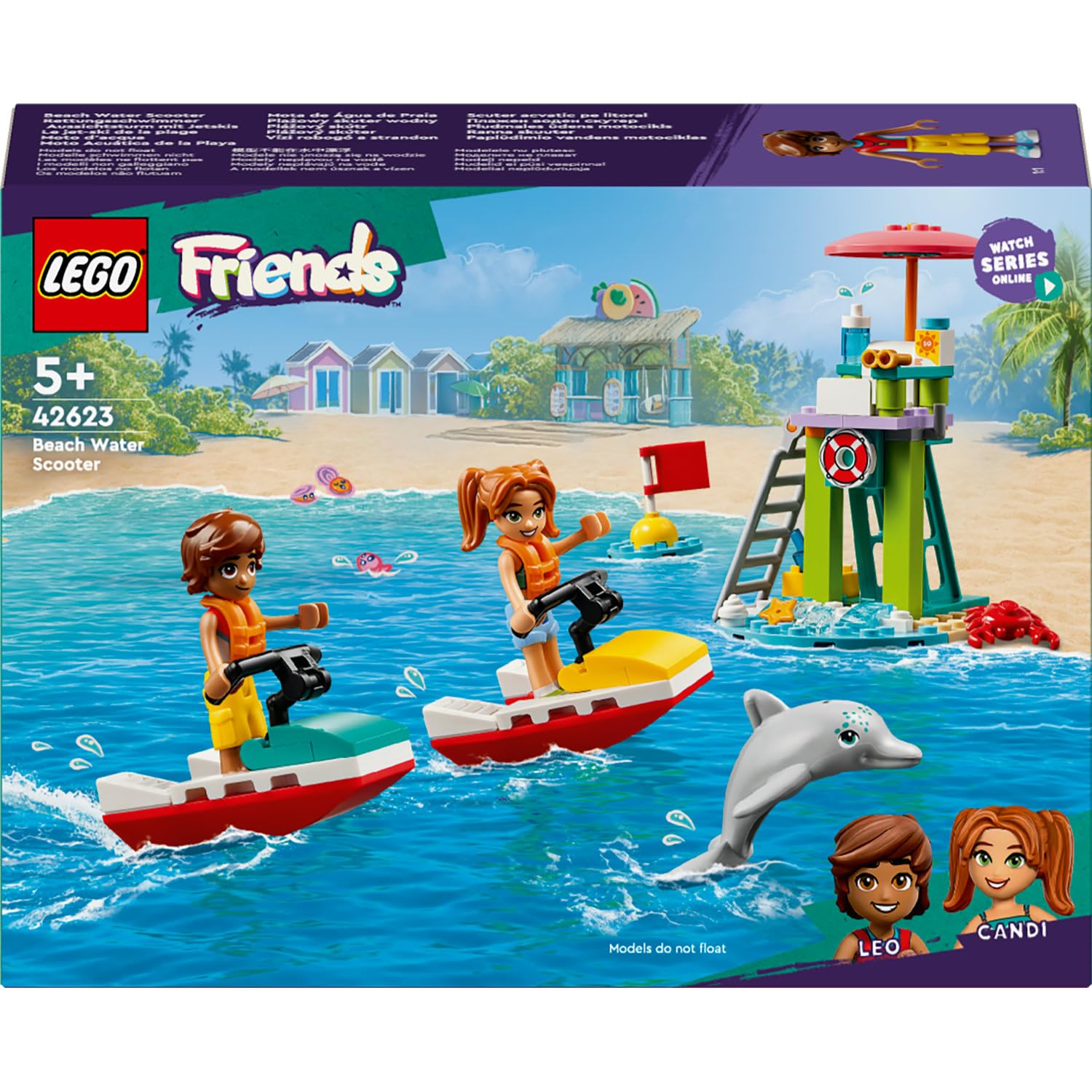 LEGO Friends Plaj Su Motoru 42623 – 5 Yaş ve Üzeri Kız ve Erkek Çocuklar için Yılbaşı Hediyesi Fikri, 2 Mini Bebek, 1 Yunus Figürü ve Aksesuarlar İçeren Yaratıcı Oyuncak Yapım Seti (84 Parça)