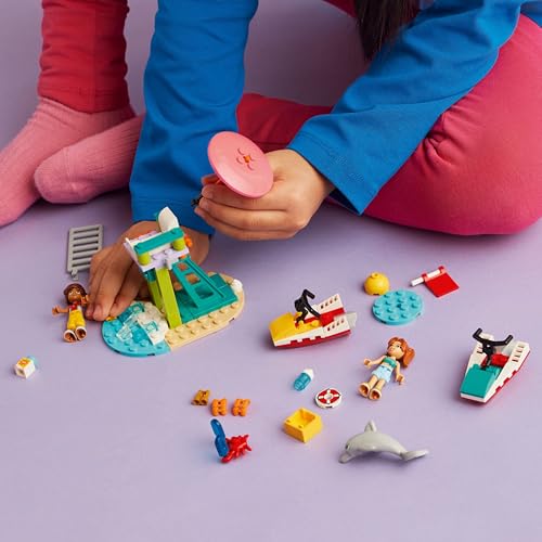 LEGO Friends Plaj Su Motoru 42623 – 5 Yaş ve Üzeri Kız ve Erkek Çocuklar için Yılbaşı Hediyesi Fikri, 2 Mini Bebek, 1 Yunus Figürü ve Aksesuarlar İçeren Yaratıcı Oyuncak Yapım Seti (84 Parça)