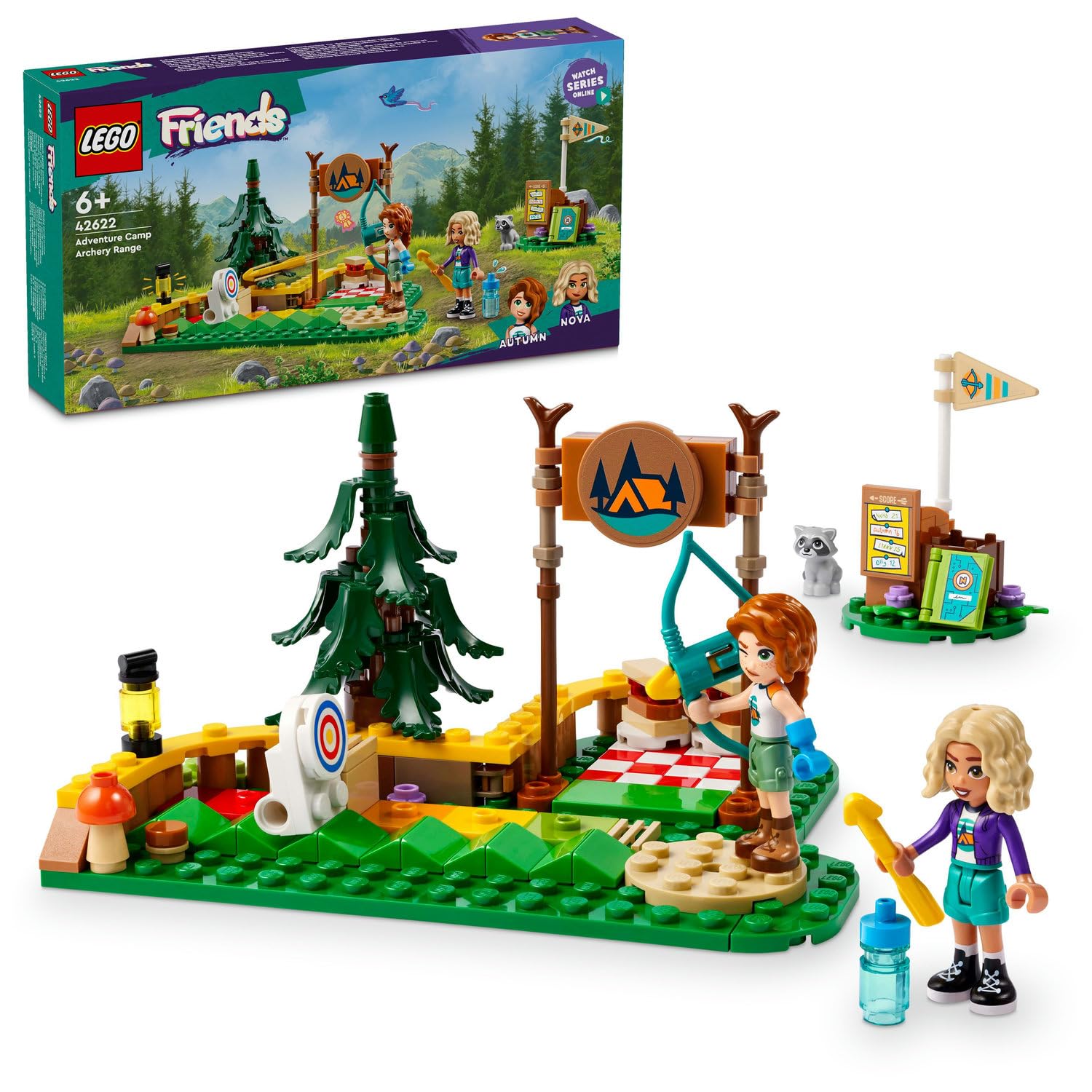 LEGO Friends Macera Kampı Okçuluk Alanı 42622-6 Yaş ve Üzeri Çocuklar için Autumn ve Nova Minifigürü İçeren Yaratıcı Oyuncak Yapım Seti (157 Parça)