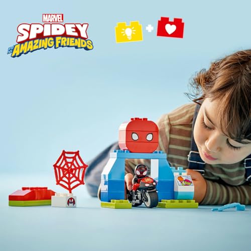 LEGO DUPLO Spin’in Motosiklet Macerası 10424, 2 Yaş ve Üzeri Çocuklar İçin Örümcek Adam Figürü İçeren Eğitici Oyuncak Yapım Seti (24 Parça)