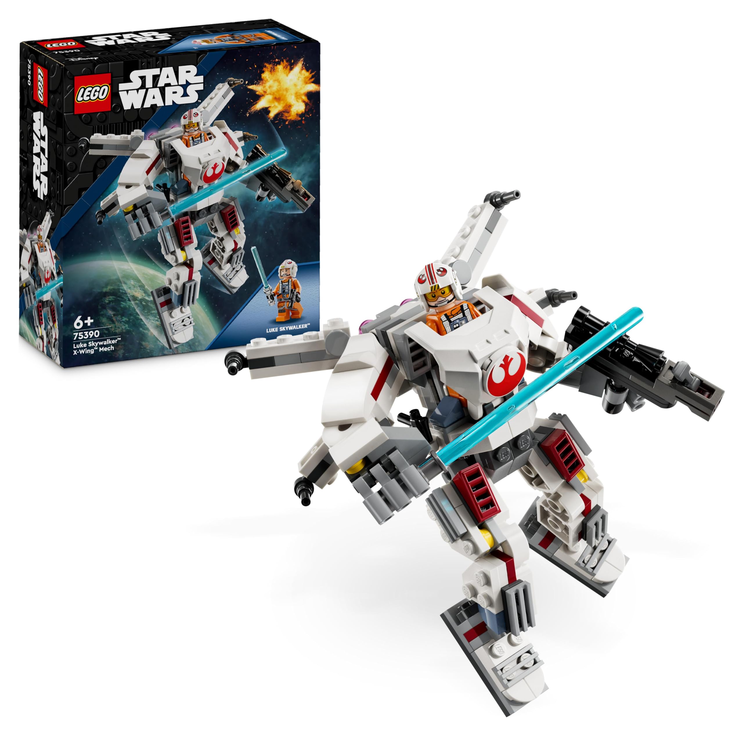 LEGO Star Wars Luke Skywalker X–Wing Robotu 75390 – 6 Yaş ve Üzeri Çocuklar için Hediye Fikri, Işın Kılıcı ve Blaster Silahıyla Birlikte Minifigür İçeren Yaratıcı Oyuncak Yapım Seti (195 Parça)