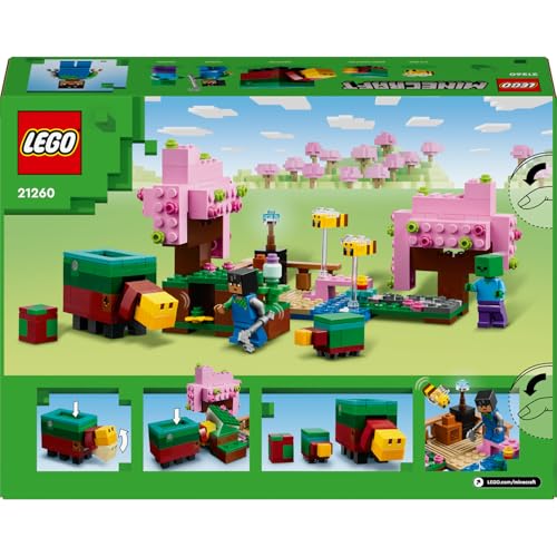 LEGO Minecraft Kiraz Çiçeği Bahçesi 21260-8 Yaş ve Üzeri Macera Oyunları Seven Çocuklar İçin Sniffer, Zombi ve Arı İçeren Yaratıcı Oyuncak Yapım Seti (304 Parça)