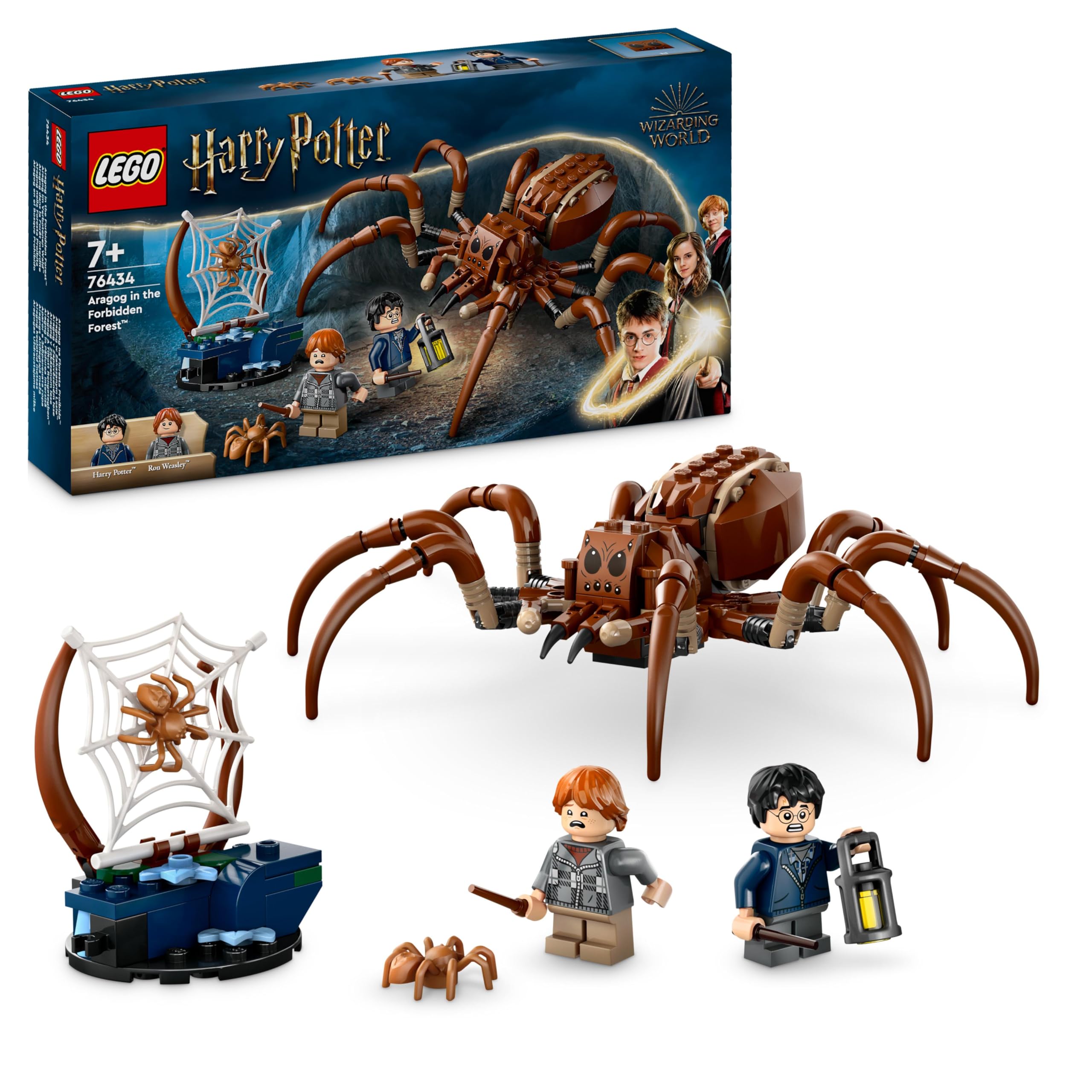 LEGO Harry Potter Aragog Yasak Ormanda 76434 – 7 Yaş Üzeri Çocuklar için Hediye Fikri, Harry Potter ve Ron Weasley Minifigürleri ile 2 Örümcek Figürü İçeren Yaratıcı Oyuncak Yapım Seti (195 Parça)