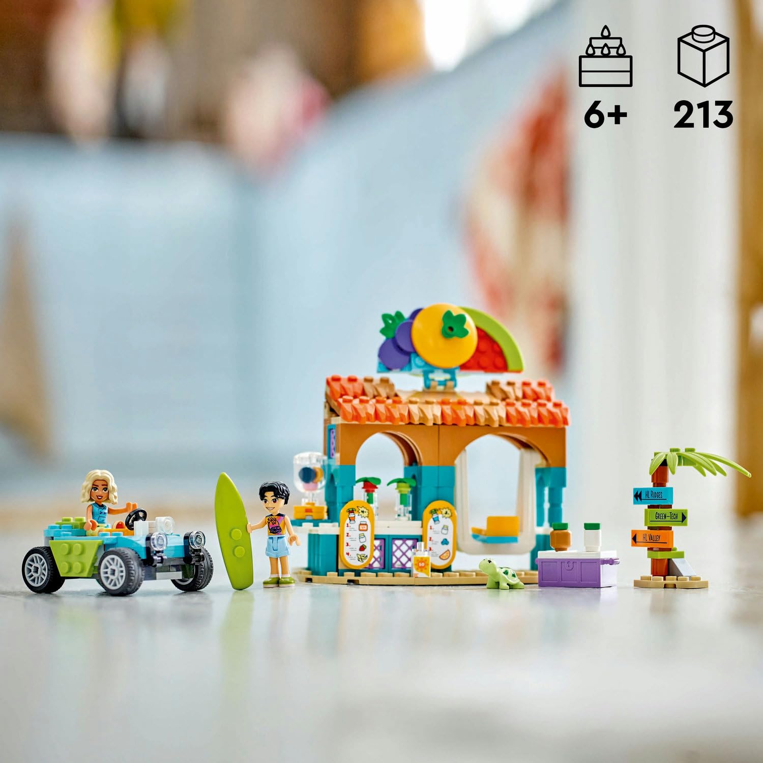 LEGO Friends Meyveli İçecek Plaj Standı 42625-6 Yaş ve Üzeri Çocuklar için Kaplumbağa Figürü İçeren Yaratıcı Oyuncak Yapım Seti (213 Parça)