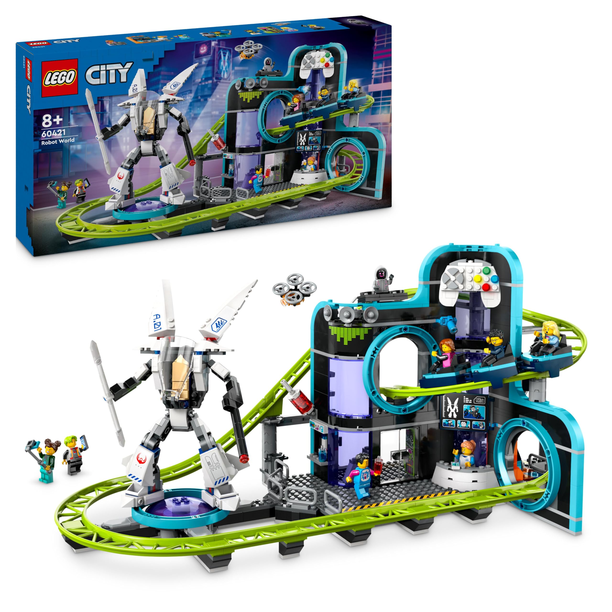 LEGO City Robot Dünyası Hız Treni Parkı 60421-8 Yaş ve Üzeri Çocuklar için Yaratıcı Oyuncak Yapım Se
