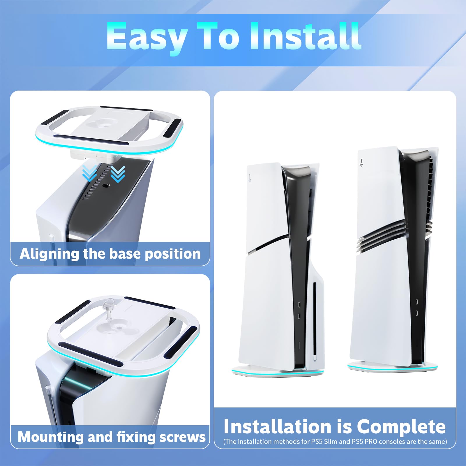 HONCAM PS5 Konsolları için Dikey Stand, Playstation 5 Dikey Stand, PS5 Dijital/PS5 Disk, PS5 İnce Dijital/PS5 İnce Disk, Vidalı, Beyaz