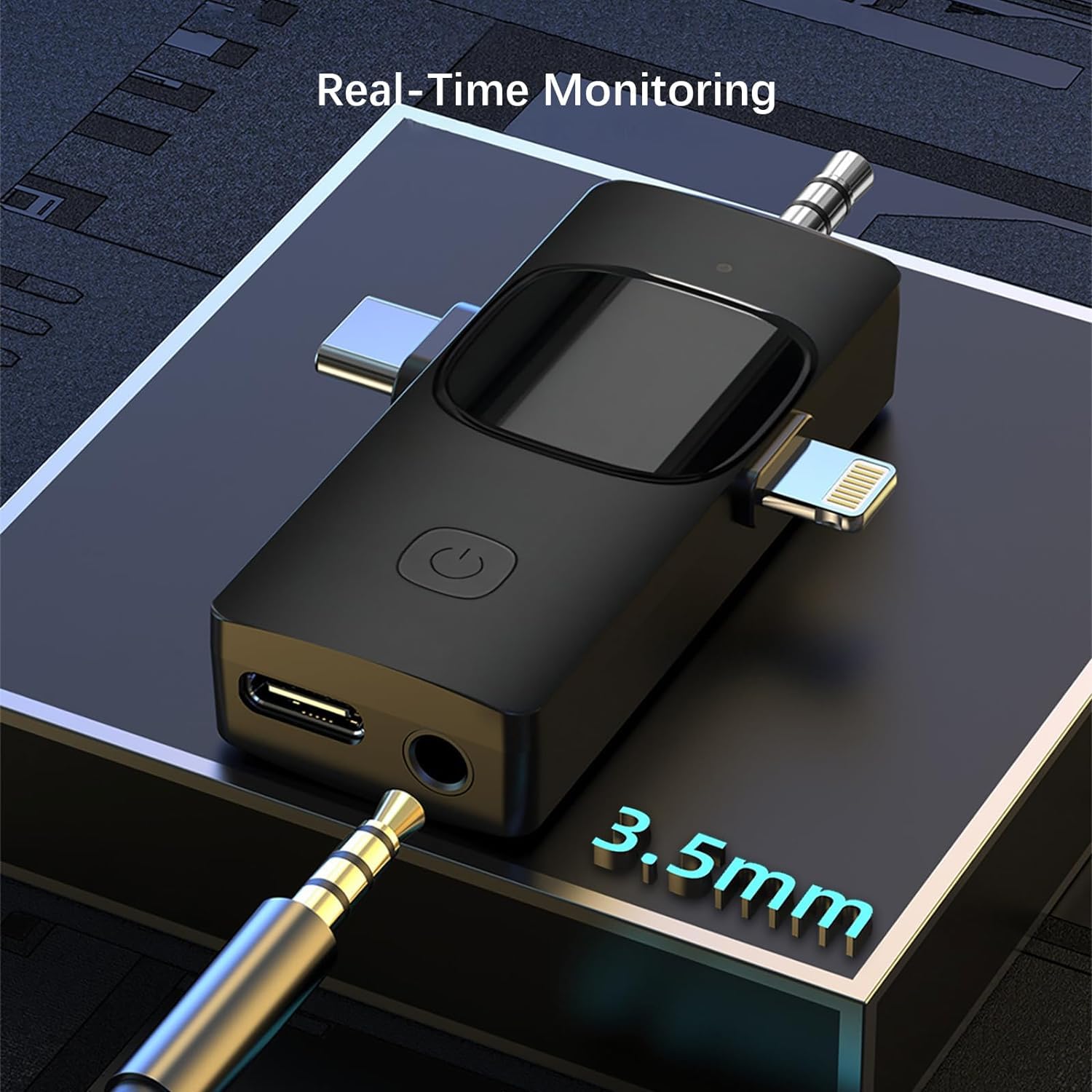 Coverzone Kablosuz İkili Yaka Mikrofonu iPhone ile Uyumlu 3.5mm Aux iPhone Type-C PC Tablet Video Ka