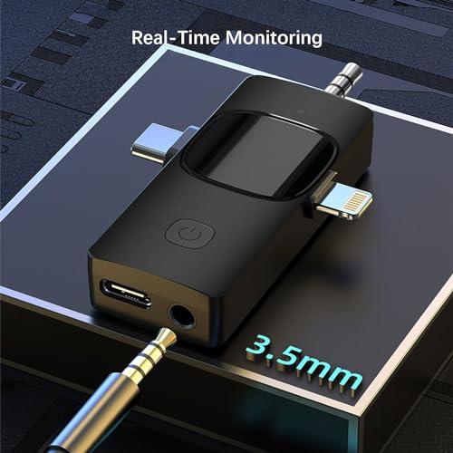 Coverzone Kablosuz İkili Yaka Mikrofonu iPhone ile Uyumlu 3.5mm Aux iPhone Type-C PC Tablet Video Ka