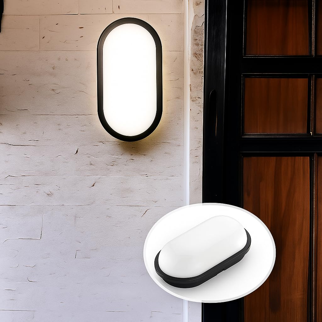 Aydos 15W Siyah IP65 Oval LED Tavan ve Duvar Lambası | 1500 Lümen Beyaz Işık | Su ve Toz Geçirmez Ba