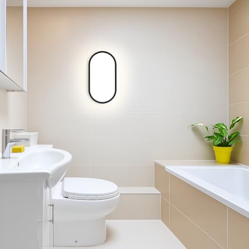 Aydos 15W Siyah IP65 Oval LED Tavan ve Duvar Lambası | 1500 Lümen Beyaz Işık | Su ve Toz Geçirmez Ba