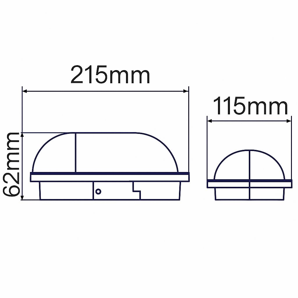 Aydos 15W Siyah IP65 Oval LED Tavan ve Duvar Lambası | 1500 Lümen Beyaz Işık | Su ve Toz Geçirmez Ba