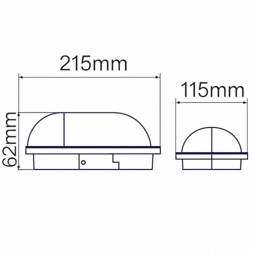 Aydos 15W Siyah IP65 Oval LED Tavan ve Duvar Lambası | 1500 Lümen Beyaz Işık | Su ve Toz Geçirmez Ba