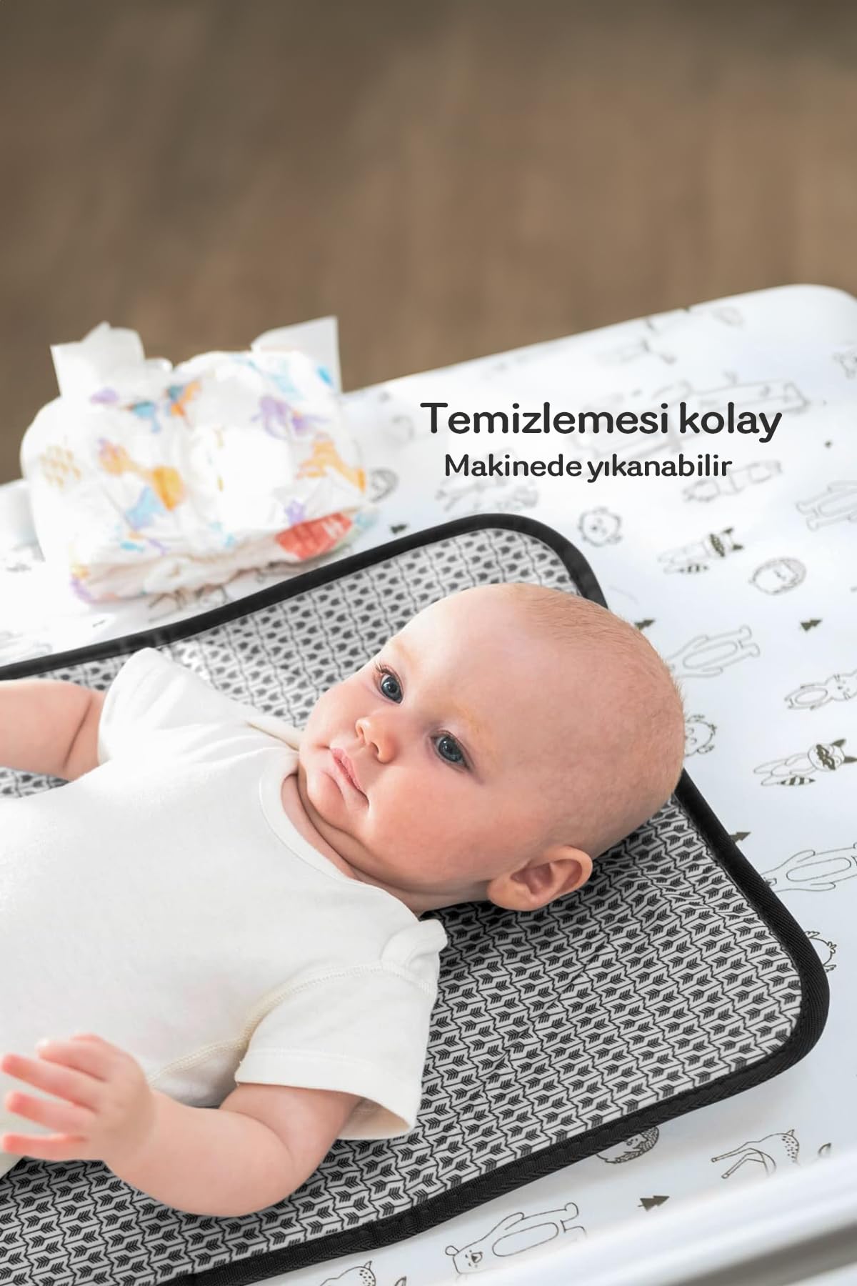 Monnhein Bebek Bakım Örtüsü, Bebek Alt Açma Minderi, Su Geçirmez Bebek Minderi (Woods)