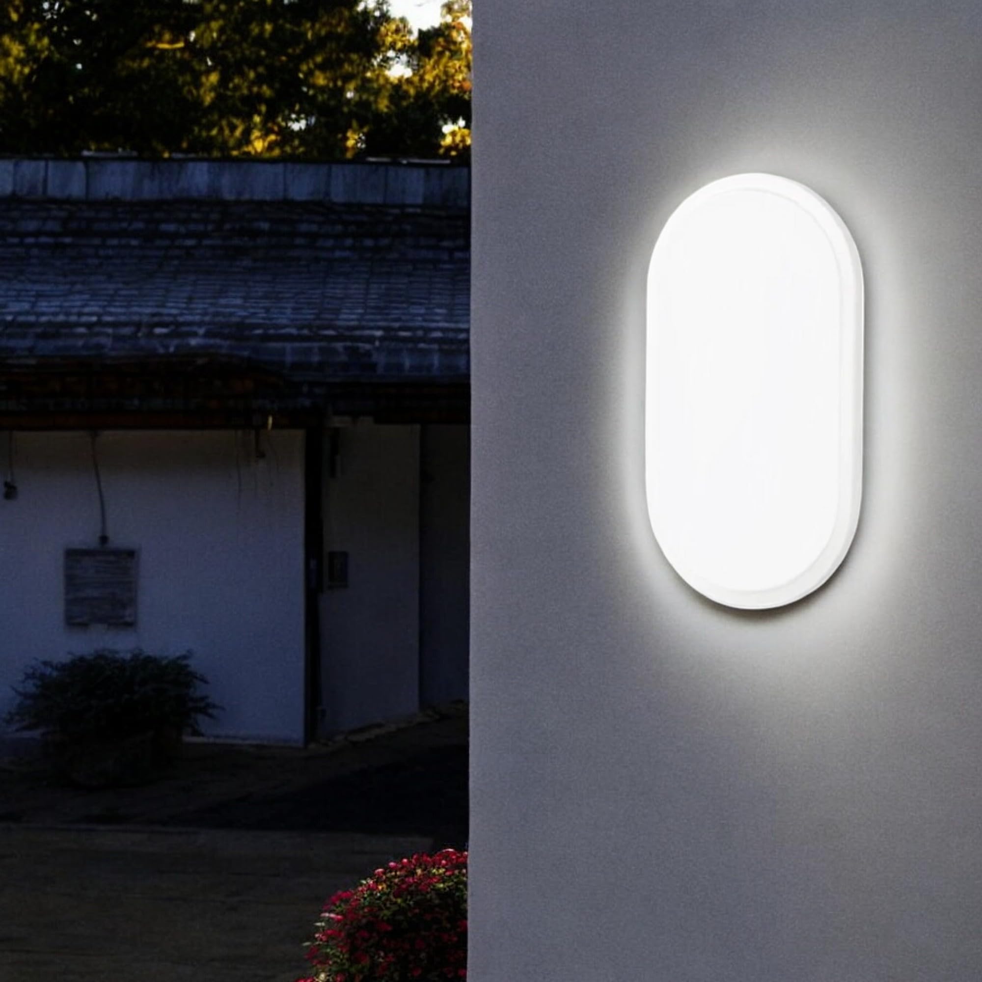 Aydos 20W Oval Beyaz LED Nemliyer Armatür – IP65 Su Geçirmez Tavan/Duvar Lambası, 6500K Beyaz Işık, 2000 Lümen, 27x16.7 cm, İç ve Dış Mekan Kullanıma Uygun, Banyo Balkon Bahçe Aydınlatması