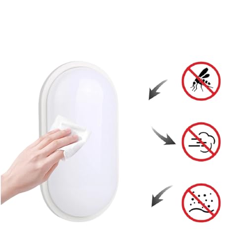 Aydos 20W Oval Beyaz LED Nemliyer Armatür – IP65 Su Geçirmez Tavan/Duvar Lambası, 6500K Beyaz Işık, 2000 Lümen, 27x16.7 cm, İç ve Dış Mekan Kullanıma Uygun, Banyo Balkon Bahçe Aydınlatması