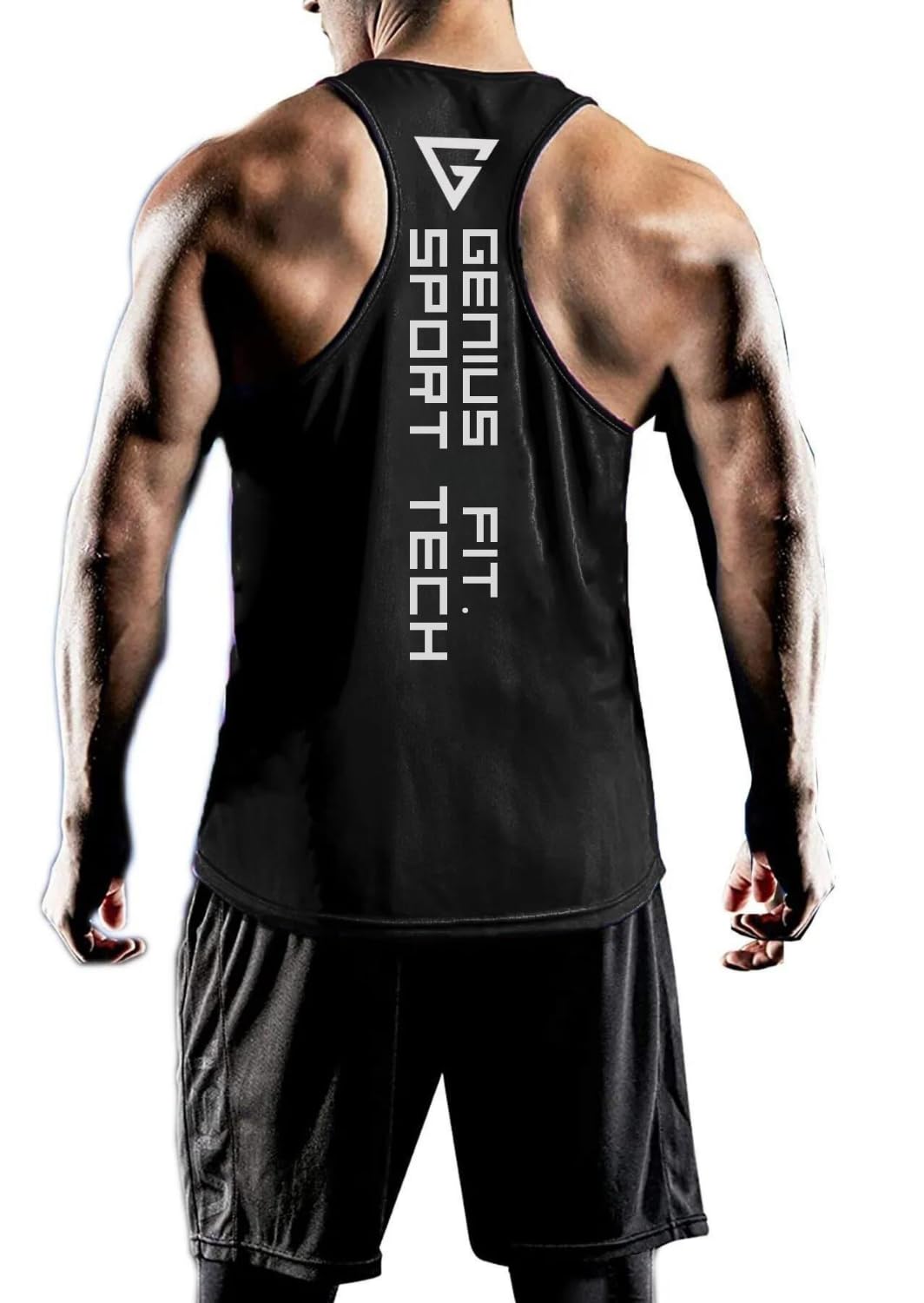 GENIUS STORE Erkek Dry Fit Y-back Gym Fitness Sporcu Atleti (SİYAH, M)