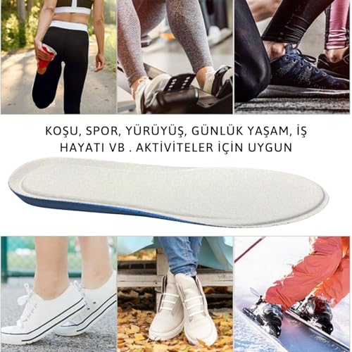 Memory Foam Ortopedik Ayakkabı Tabanlık, Visco Konfor Rahat Spor Ayakkabı Tabanı, Erkek, Kadın (Gri, 38)