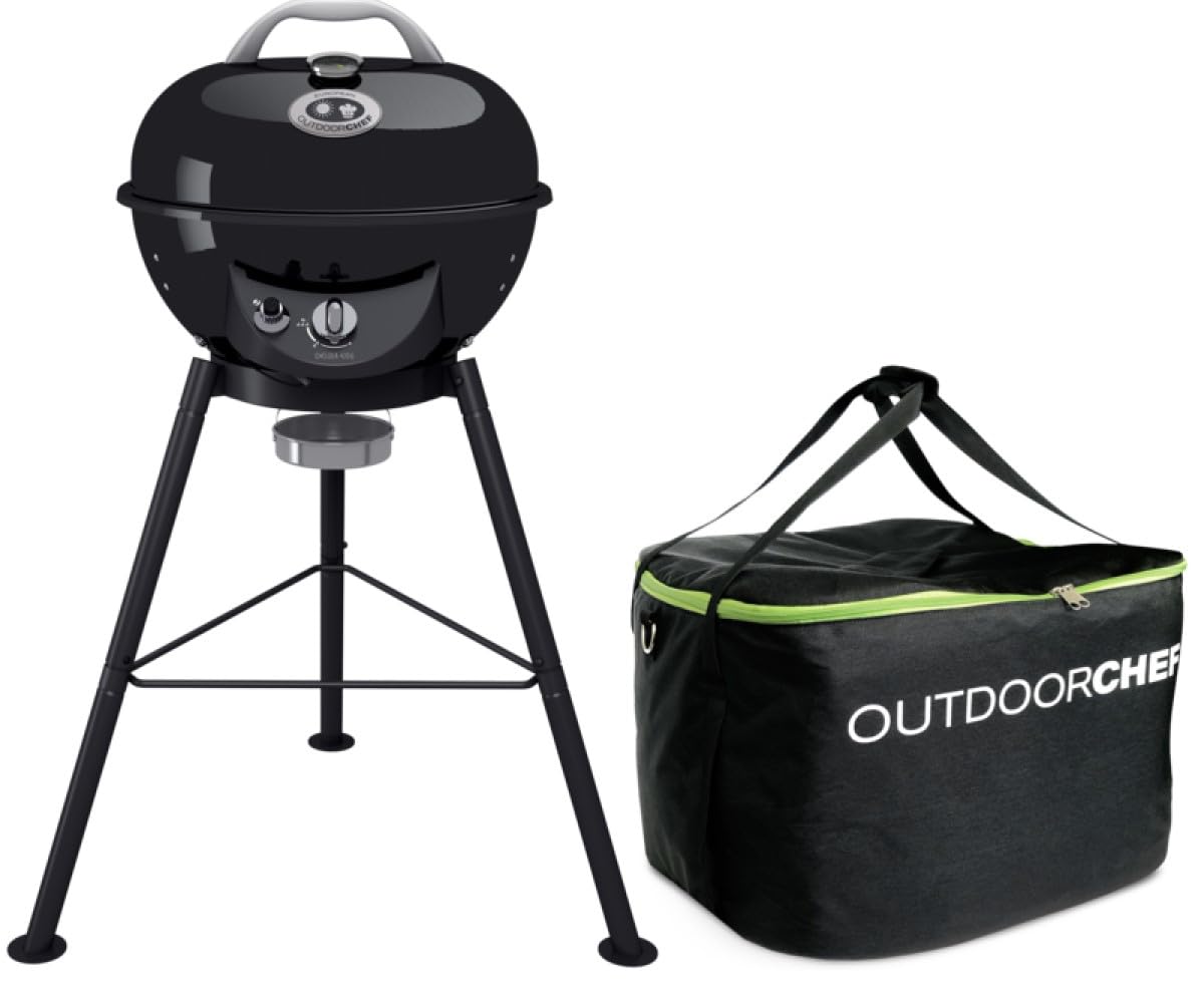 Aygaz Chelsea 420 G Barbekü ve Taşıma Çantası Kamp Seti, LPG'li Mangal Ayaklı, Entegre Termometre, Direkt Endirekt Izgara, Dumansız Izgara, Porselen Pişirme Haznesi, Siyah