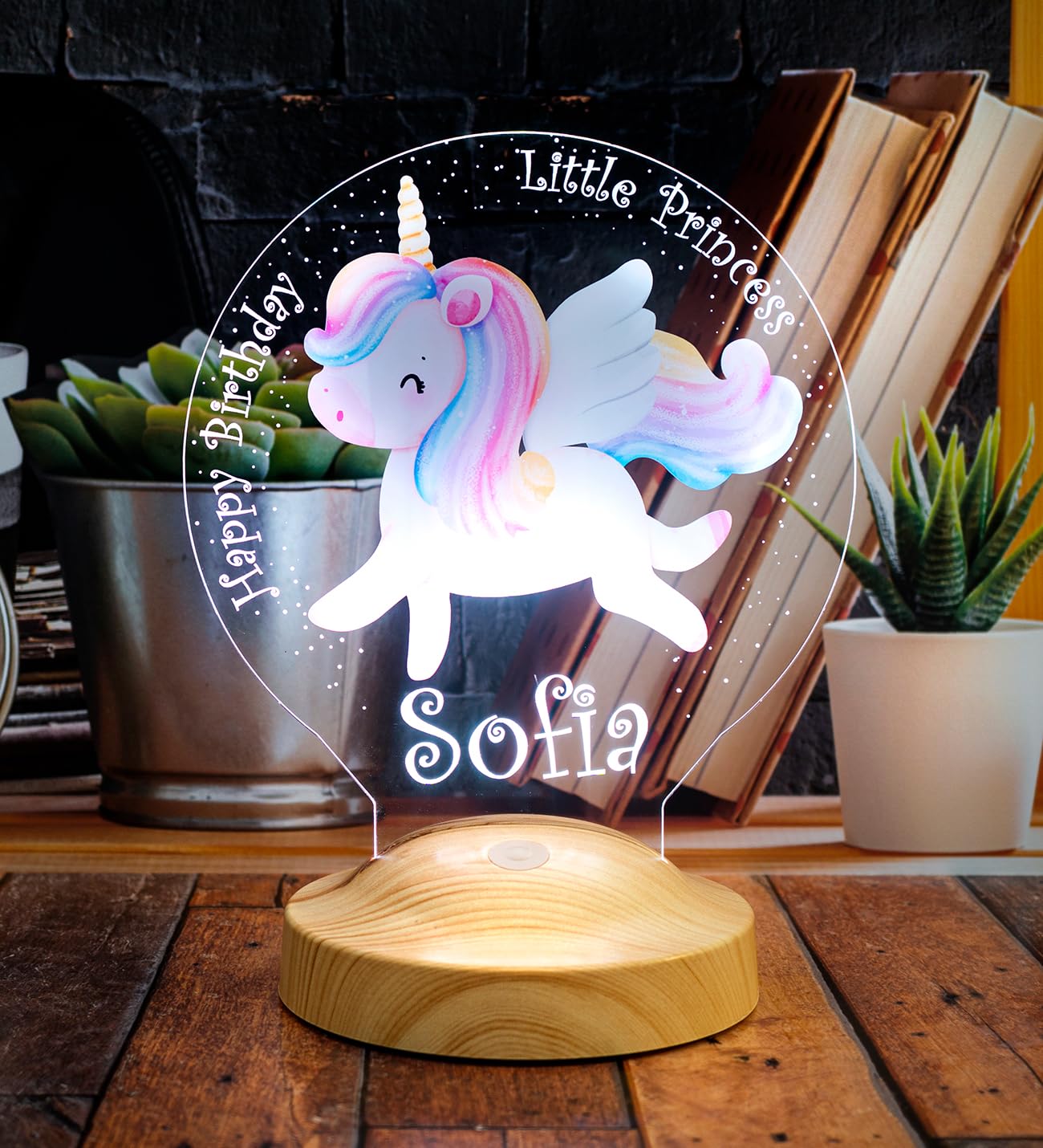 Sevgilambası Unicorn Renkli Tek Boynuzlu At İsimli Kız Çocuk Odası Hediyesi Led Lamba, Unicorn Doğum Günü Parti Hediyesi