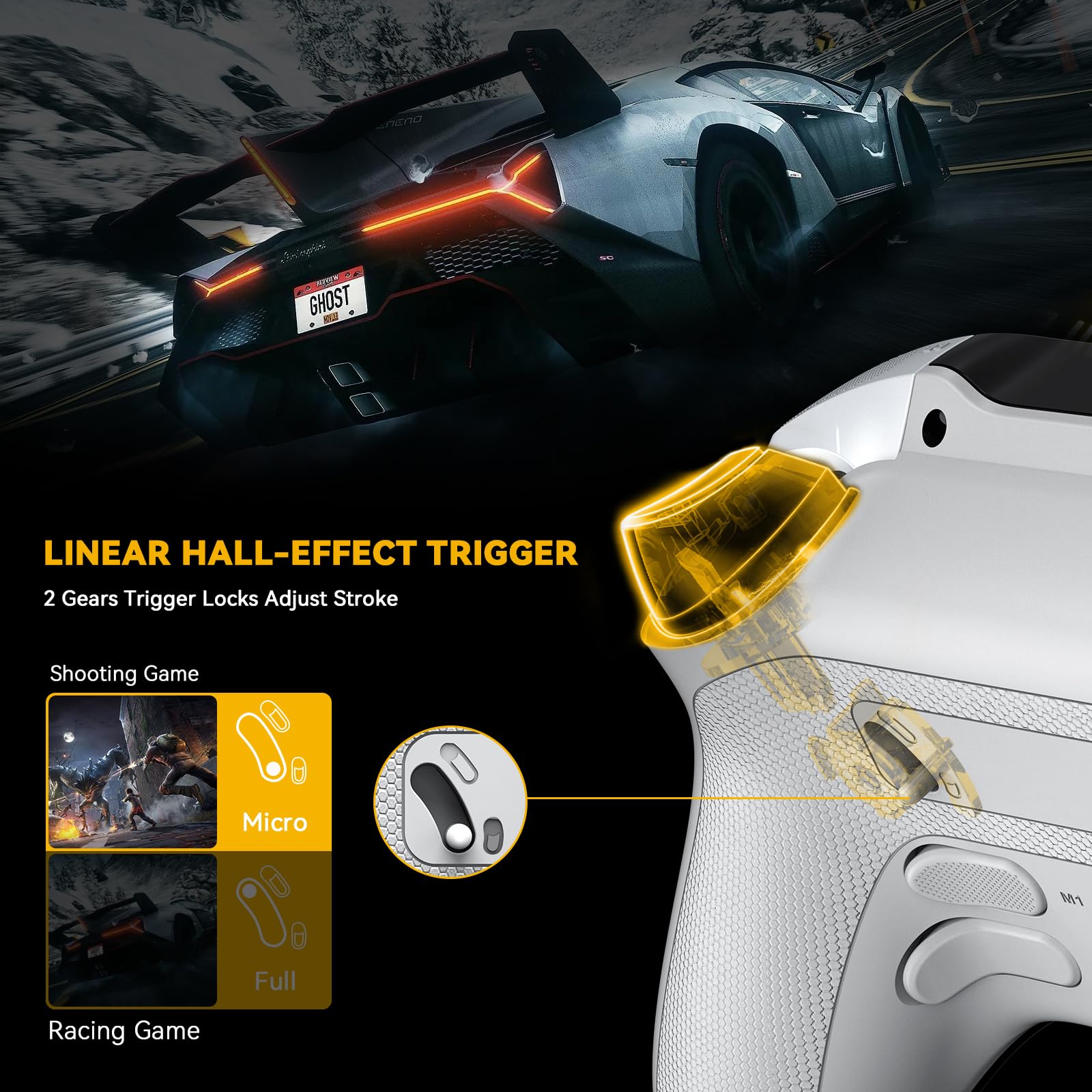 ManbaOne Interactive Screen Wireless Gaming Controller for PC/Switch/Switch 2/iOS/Android,Hall Effec