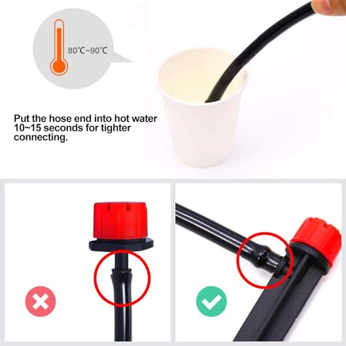 Moocci 82FT Damla Sulama Sistemi Kiti - 1/4 "Damla Sulama Boru Parçaları ile Bahçe Sulama Sistemi - Dış Mekan Bitkileri, Bahçe, Sera, Çiçek Yatağı, Çim için Otomatik Sulama Yağmurlama Ekipmanları