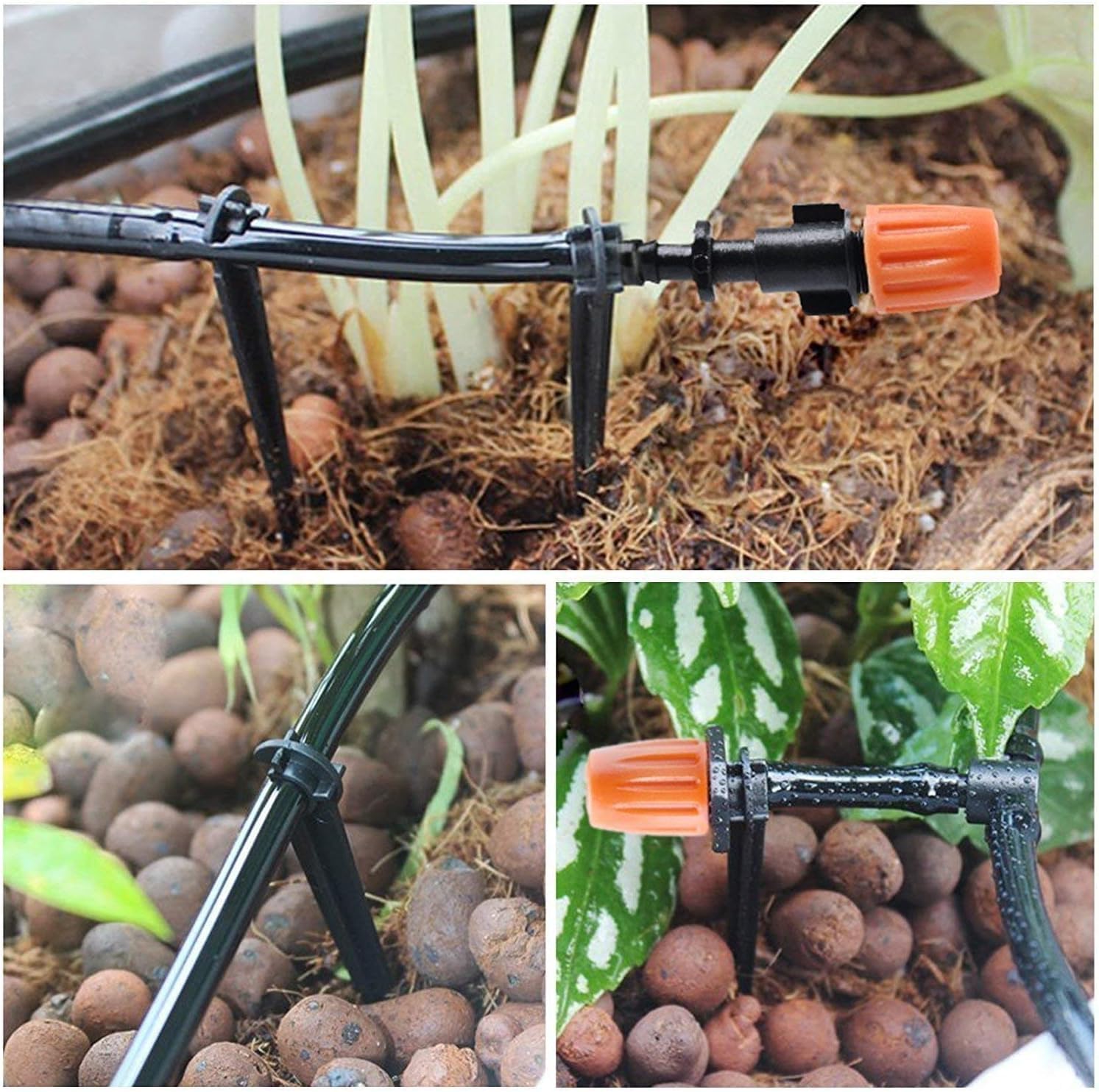 Moocci 50FT Damla Sulama Sistemi Kiti - 1/4 "Damla Sulama Boru Parçaları ile Bahçe Sulama Sistemi - Dış Mekan Bitkileri, Bahçe, Sera, Çiçek Yatağı, Çim için Otomatik Sulama Yağmurlama Ekipmanları