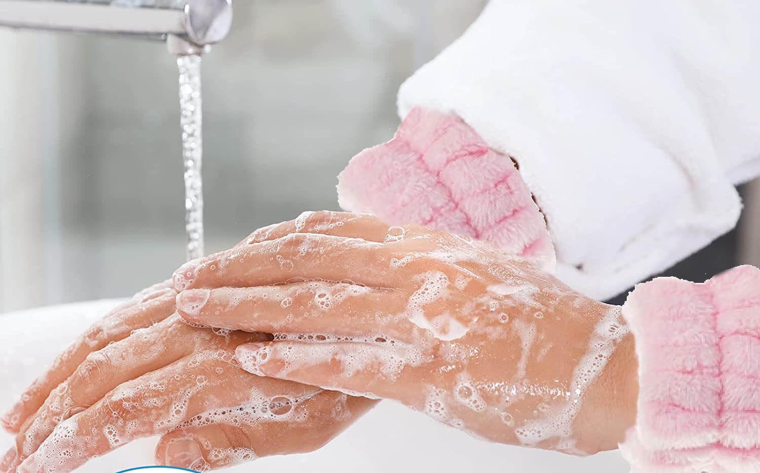 BEBEEPOO Yüz Yıkama için Spa Kafa Bandı, Kadife Makyaj Saç Bandı, 2'li Cilt Bakımı Saç Bandı Seti, Yüz Yıkama Bileklikli Kabarcık Cilt Bakımı Saç Bantları, Yüz Yıkama için Kabarık Makyaj Saç Bantları, Maske,