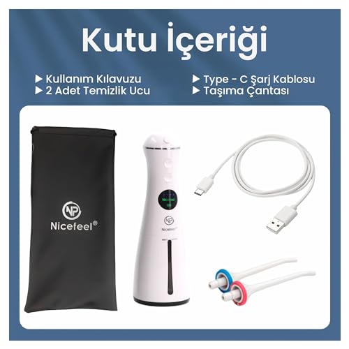 NPO Nicefeel FC1596 Taşınabilir,Şarjlı,Masajlı,Diş Teli/Protez Bakım Profesyonel Ağız Duşu (Beyaz)