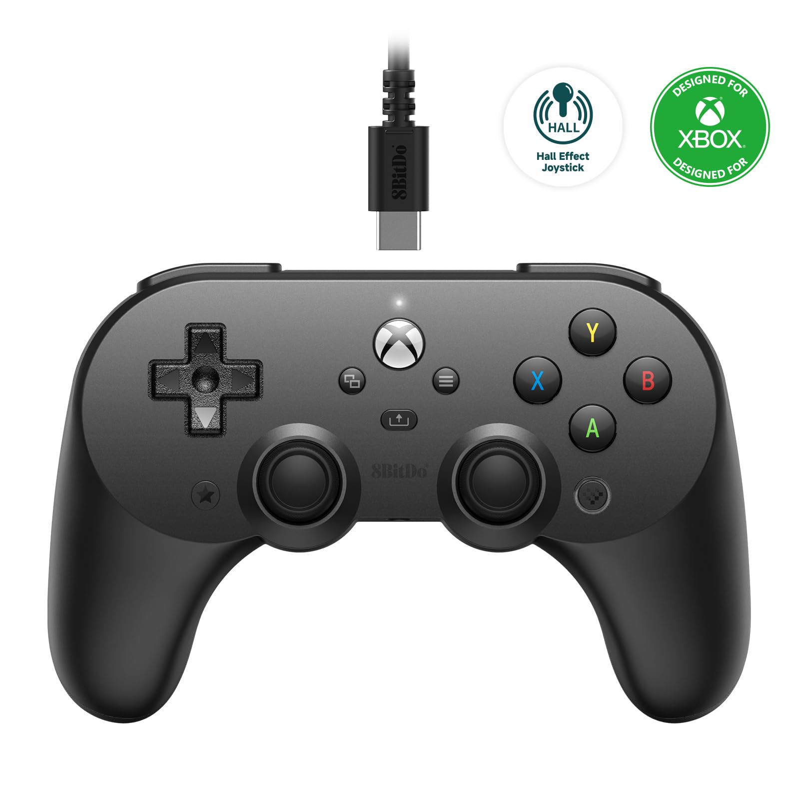 8Bitdo Pro 2 Wired Controller for Xbox, Hall Effect Joysticks and Hall Triggers, 3.5mm Audio Jack, C