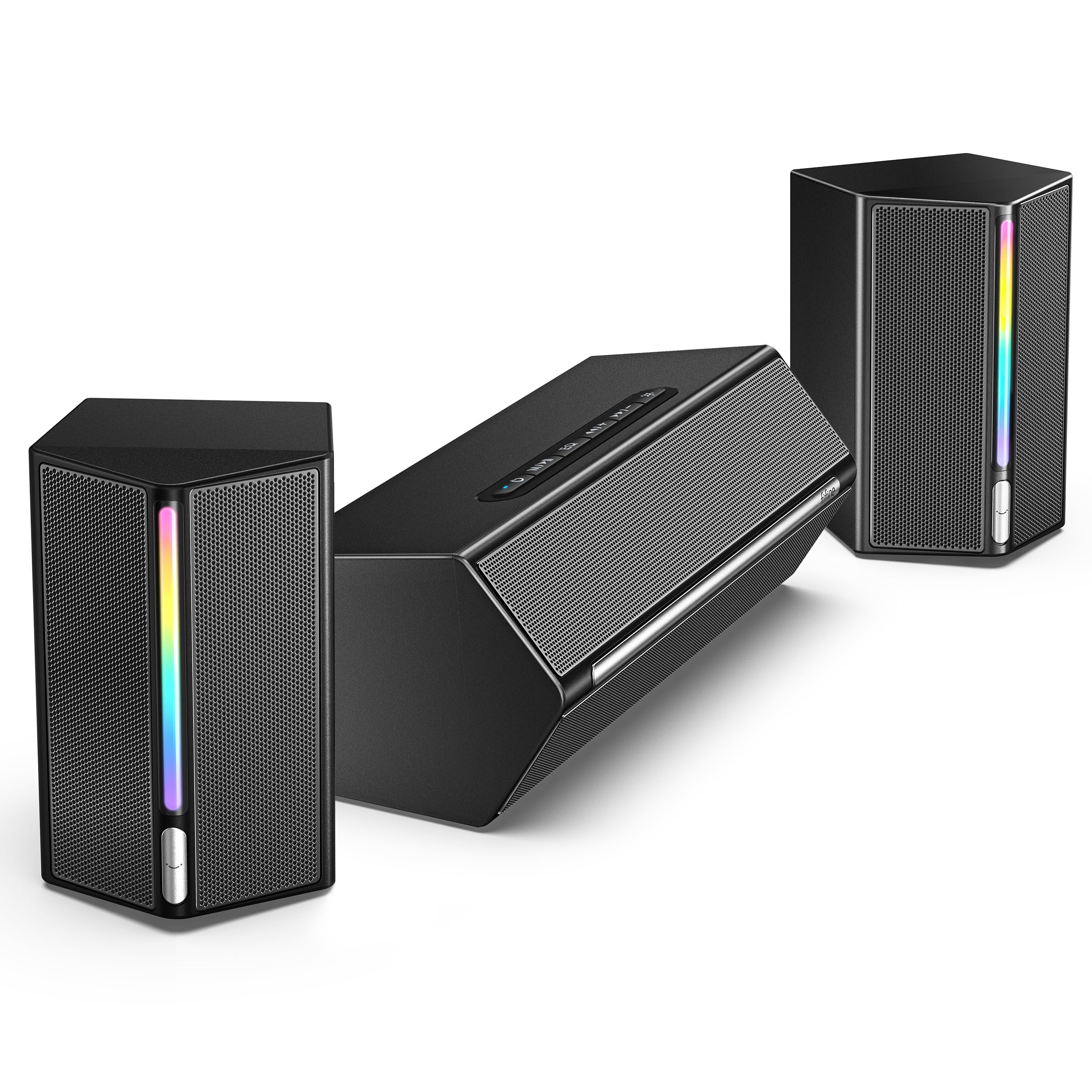 FIFINE AmpliGame A22 RGB Gaming Hoparlör - Subwoofer'lı PC Ses Sistemi - 3.5mm AUX Girişli - Masaüstü ve TV Uyumlu
