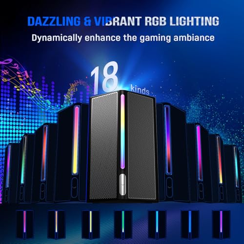 FIFINE AmpliGame A22 RGB Gaming Hoparlör - Subwoofer'lı PC Ses Sistemi - 3.5mm AUX Girişli - Masaüstü ve TV Uyumlu
