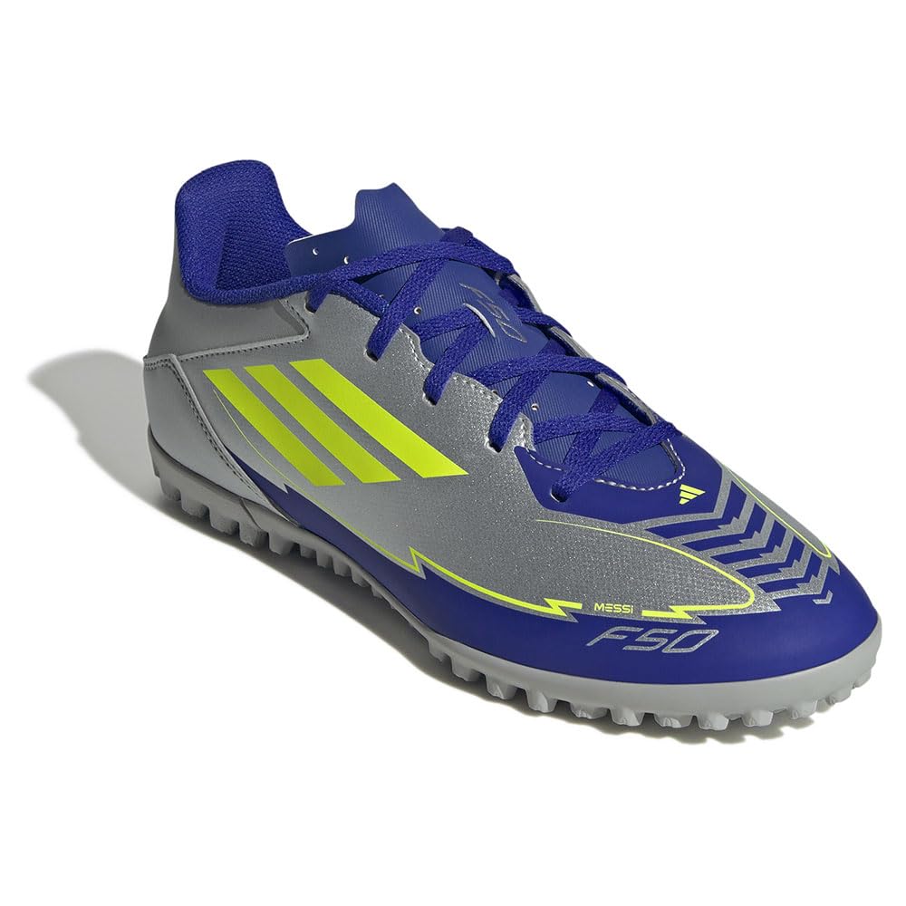 adidas Unisex Yetişkin F50 CLUB TF MESSI Futbol Ayakkabısı (Halı Saha) SILVMT/SYELLO/LUCBLU 41 1/3