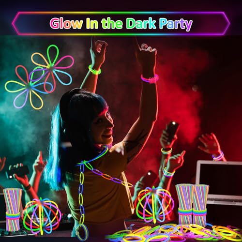 Glow Sticks - 100 ADET Parlayan Çubuklar toplu parti paketi - 20,32 cm Karanlıkta Parlayan Parti Malzemeleri Neon Parti için Işık Çubukları Çocuklar veya Yetişkinler için Parlayan Kolyeler ve