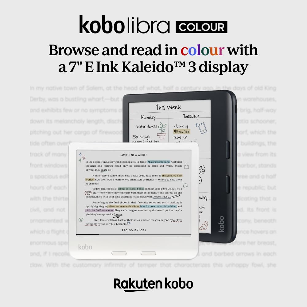 E Ink Kaleido™ 3 Ekranlı E-Kitap Okuyucu, 7 inç, Renkli, Parlama Yok, Bildirim Yok
