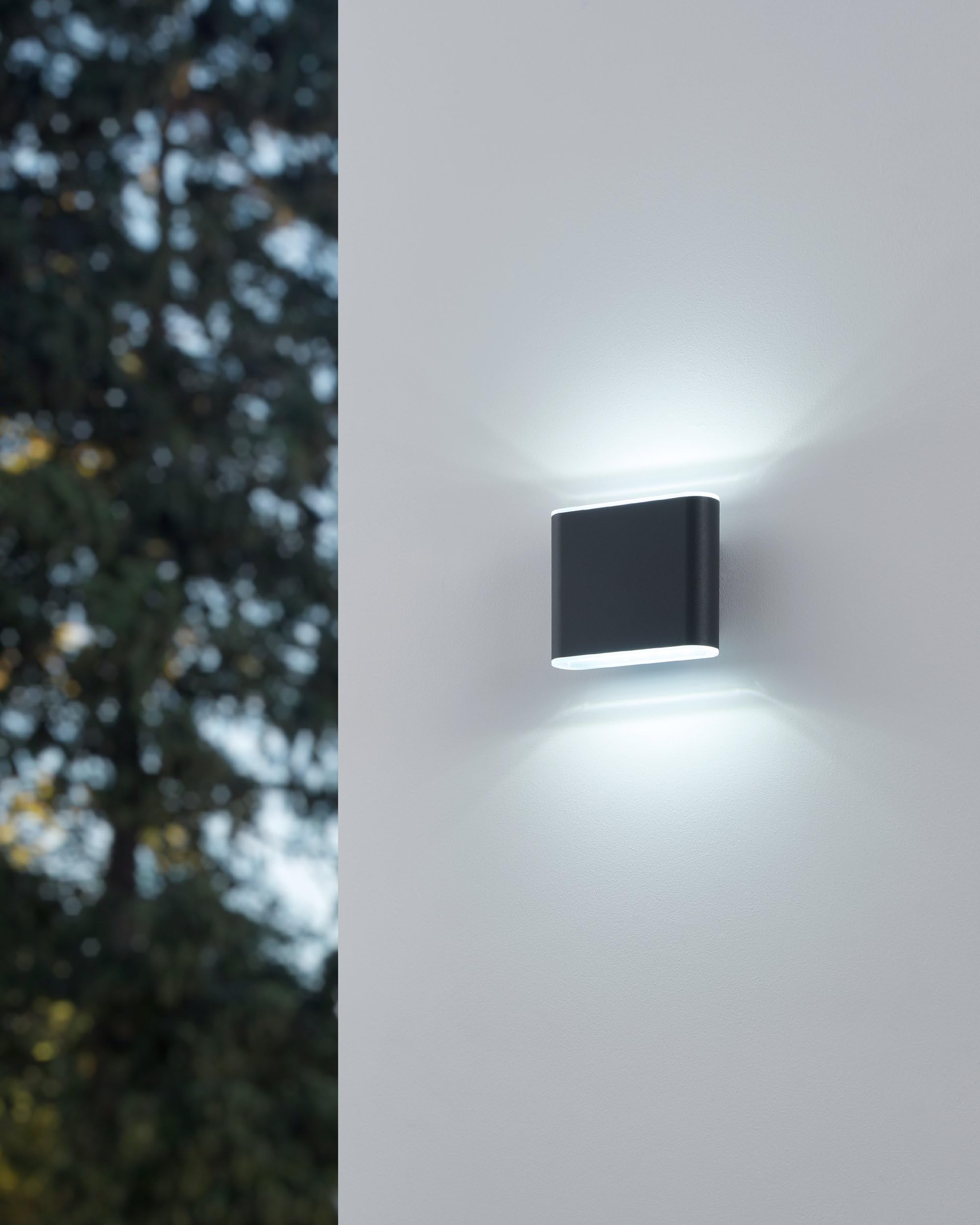 EGLO LED dış mekan lambası Grutti, dış mekan duvar lambası, yukarı ve aşağı aydınlatma, antrasit alüminyum duvar dış aydınlatması, dış mekan lambası, sıcak beyaz - soğuk beyaz, IP65, 11,5 cm