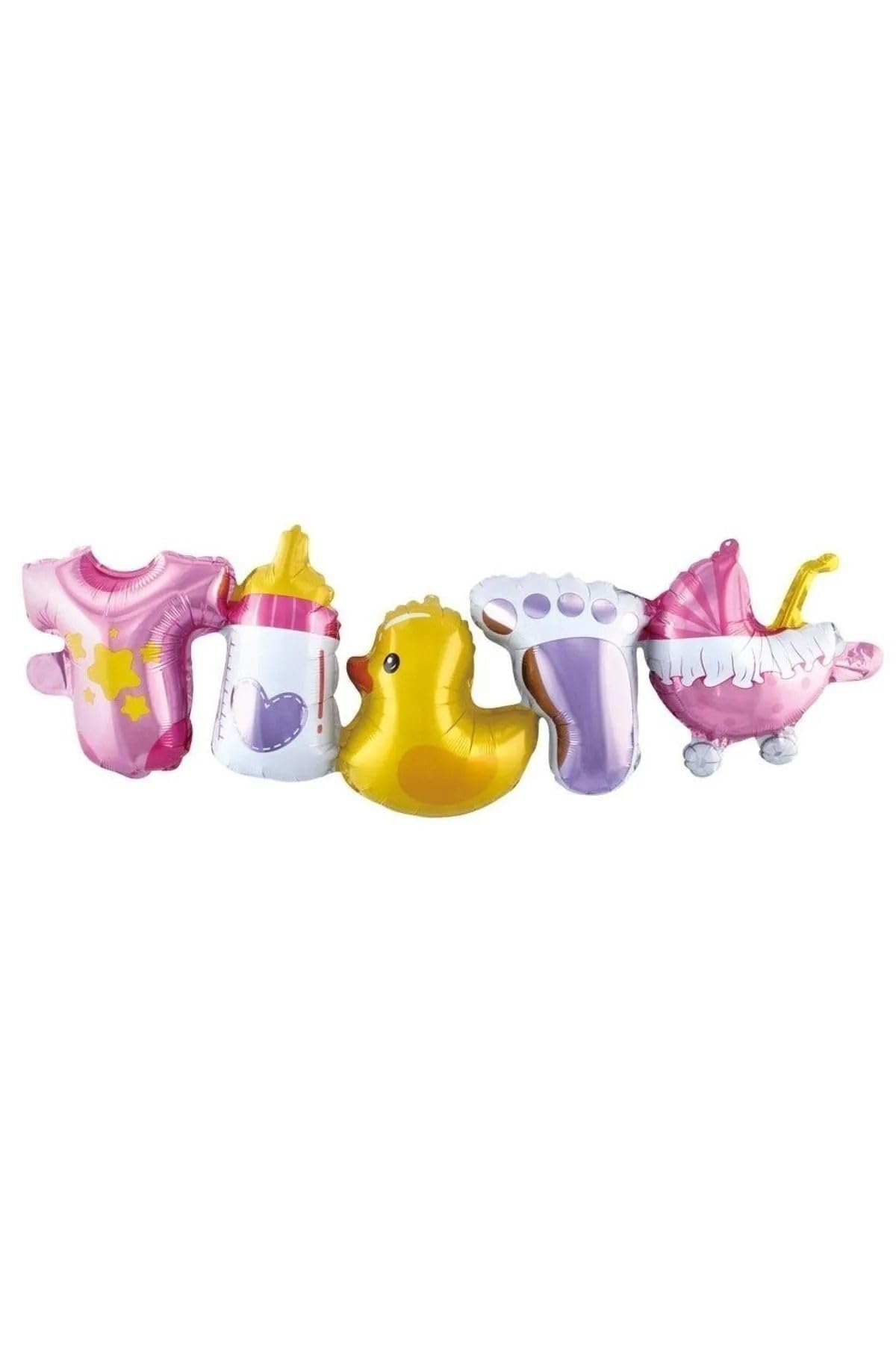 Tinky Winky Civciv Konsept Folyo Balon - Balon Zinciri Seti - Zincir Balon Konsept Balon Pembe Civciv