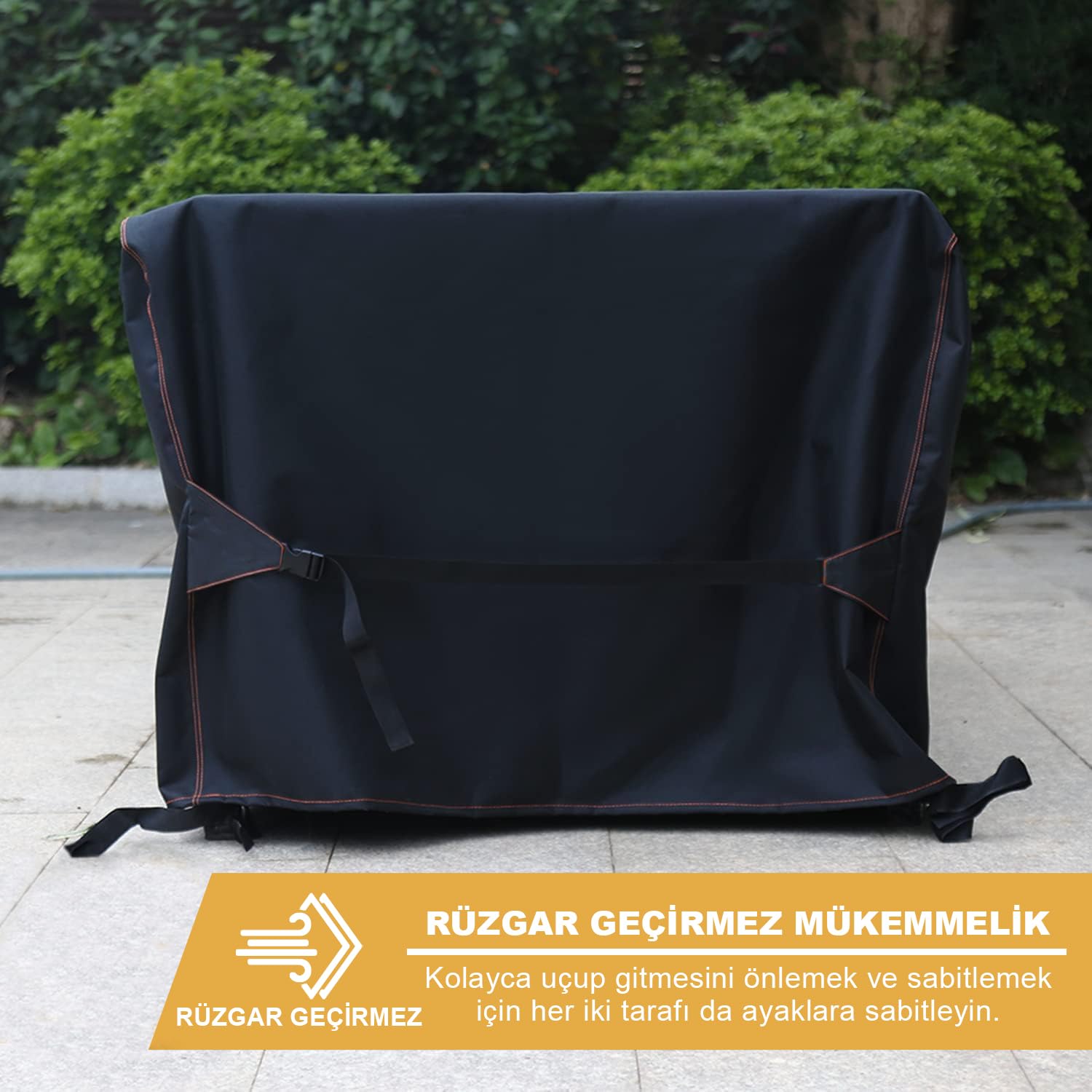 Haegs Bahçe Mobilyası Örtüsü, 250-210-90cm, Ağır Hizmet Oxford Kumaş, Su Geçirmez, Dış Mekan Veranda Masa Örtüsü, Havalandırmalı Masa ve Sandalye Koruma Kılıfı