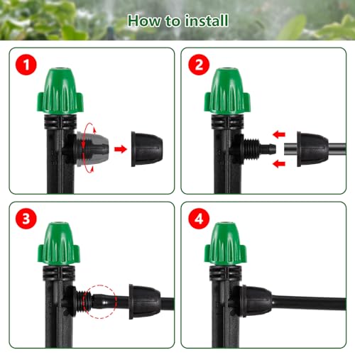 HUISUYTON 30 ADET Damla Sulama Sprey Vericiler Kilitli Dikenli 1/4 "Sulama Borusu Sızdırmaz Ayarlanabilir Püskürtme Vericiler 6" Bahçe için Sağlam Bahis, Yükseltilmiş Bahçe Yatağı, Seralar