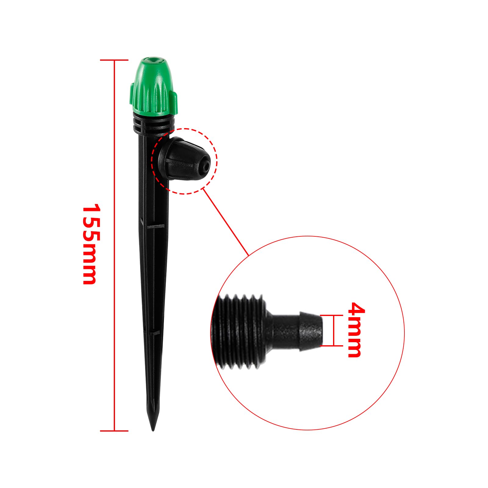 HUISUYTON 30 ADET Damla Sulama Sprey Vericiler Kilitli Dikenli 1/4 "Sulama Borusu Sızdırmaz Ayarlanabilir Püskürtme Vericiler 6" Bahçe için Sağlam Bahis, Yükseltilmiş Bahçe Yatağı, Seralar